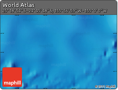 Physical Map of the Area around 25° 2' 21" S, 155° 28' 29" W