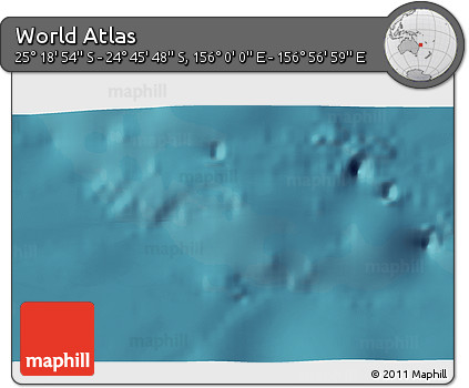 Satellite 3D Map of the Area around 25° 2' 21" S, 156° 28' 29" E