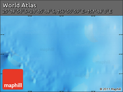 Physical Map of the Area around 25° 2' 21" S, 157° 19' 29" E