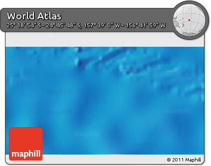 Shaded Relief 3D Map of the Area around 25° 2' 21" S, 157° 10' 30" W