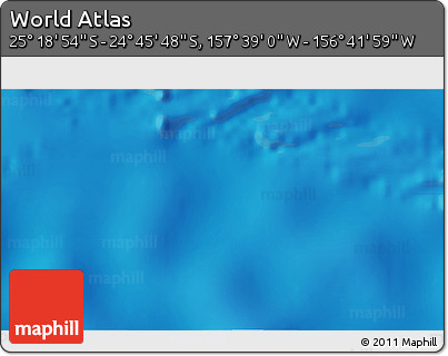Shaded Relief 3D Map of the Area around 25° 2' 21" S, 157° 10' 30" W