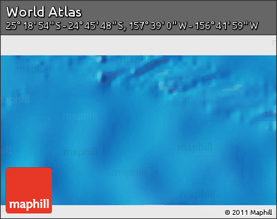 Shaded Relief 3D Map of the Area around 25° 2' 21" S, 157° 10' 30" W