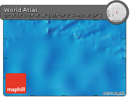Physical Map of the Area around 25° 2' 21" S, 157° 10' 30" W