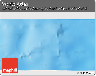 Physical 3D Map of the Area around 25° 2' 21" S, 158° 10' 30" E