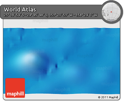 Physical 3D Map of the Area around 25° 2' 21" S, 158° 52' 30" W