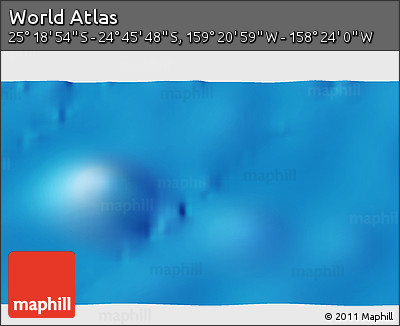 Physical 3D Map of the Area around 25° 2' 21" S, 158° 52' 30" W