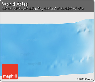 Shaded Relief 3D Map of the Area around 25° 2' 21" S, 159° 1' 30" E