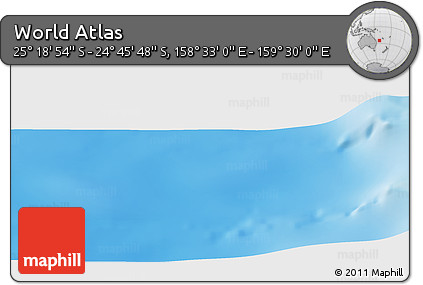 Physical Panoramic Map of the Area around 25° 2' 21" S, 159° 1' 30" E