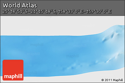 Physical Panoramic Map of the Area around 25° 2' 21" S, 159° 1' 30" E
