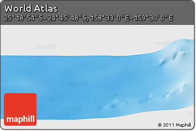 Physical Panoramic Map of the Area around 25° 2' 21" S, 159° 1' 30" E