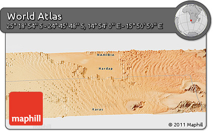 Satellite Panoramic Map of the Area around 25° 2' 21" S, 15° 22' 30" E