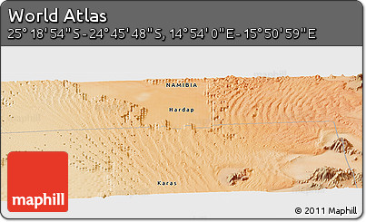 Satellite Panoramic Map of the Area around 25° 2' 21" S, 15° 22' 30" E