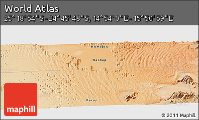 Satellite Panoramic Map of the Area around 25° 2' 21" S, 15° 22' 30" E