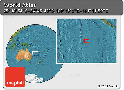 Satellite Location Map of the Area around 25° 2' 21" S, 160° 43' 29" E