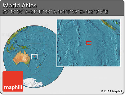 Satellite Location Map of the Area around 25° 2' 21" S, 161° 34' 29" E