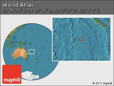 Satellite Location Map of the Area around 25° 2' 21" S, 161° 34' 29" E