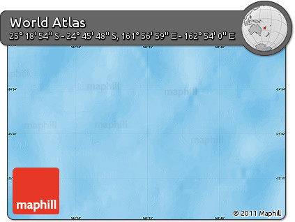 Physical Map of the Area around 25° 2' 21" S, 162° 25' 30" E