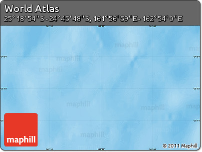 Physical Map of the Area around 25° 2' 21" S, 162° 25' 30" E