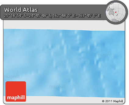 Shaded Relief 3D Map of the Area around 25° 2' 21" S, 163° 16' 30" E