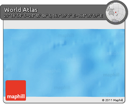 Shaded Relief 3D Map of the Area around 25° 2' 21" S, 164° 7' 30" E