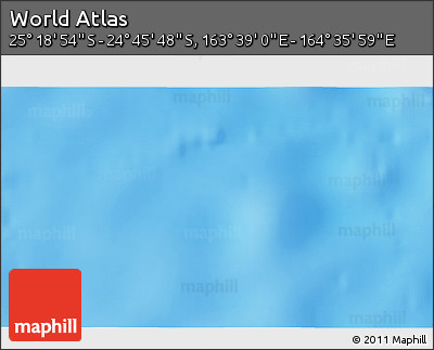 Shaded Relief 3D Map of the Area around 25° 2' 21" S, 164° 7' 30" E