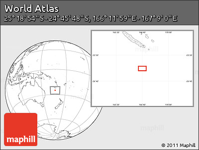 Blank Location Map of the Area around 25° 2' 21" S, 166° 40' 30" E