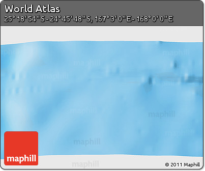 Shaded Relief 3D Map of the Area around 25° 2' 21" S, 167° 31' 30" E