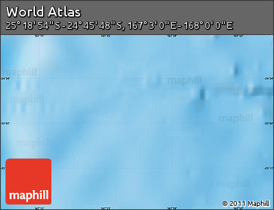 Physical Map of the Area around 25° 2' 21" S, 167° 31' 30" E