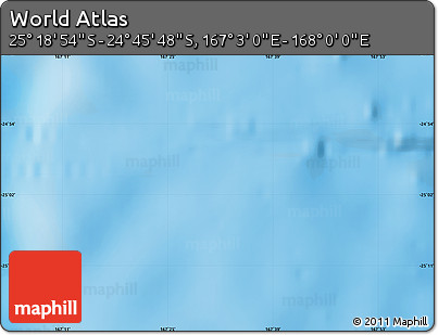 Physical Map of the Area around 25° 2' 21" S, 167° 31' 30" E