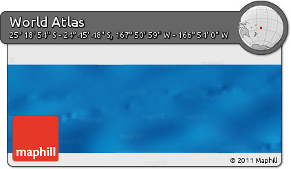 Shaded Relief Panoramic Map of the Area around 25° 2' 21" S, 167° 22' 30" W