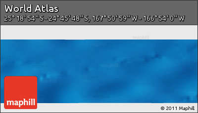 Shaded Relief Panoramic Map of the Area around 25° 2' 21" S, 167° 22' 30" W