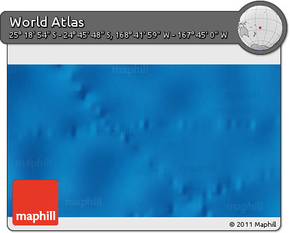 Shaded Relief 3D Map of the Area around 25° 2' 21" S, 168° 13' 29" W