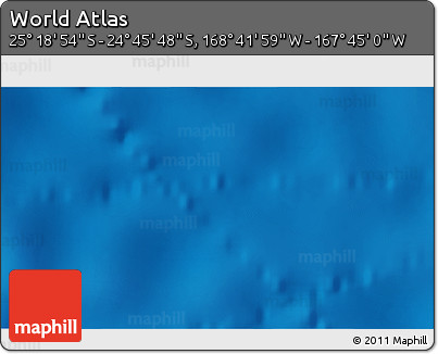 Shaded Relief 3D Map of the Area around 25° 2' 21" S, 168° 13' 29" W