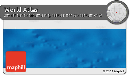 Shaded Relief Panoramic Map of the Area around 25° 2' 21" S, 168° 13' 29" W