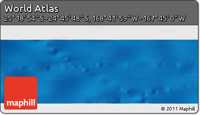 Shaded Relief Panoramic Map of the Area around 25° 2' 21" S, 168° 13' 29" W