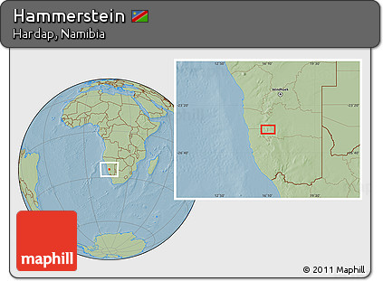 Savanna Style Location Map of Hammerstein, hill shading