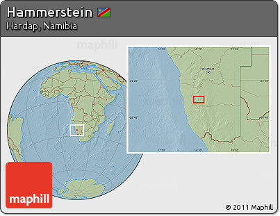 Savanna Style Location Map of Hammerstein, hill shading