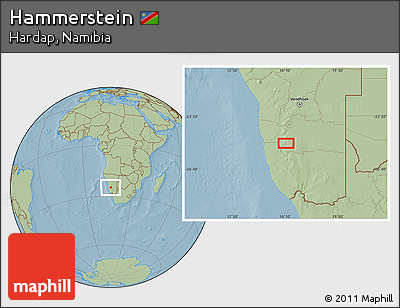 Savanna Style Location Map of Hammerstein, hill shading