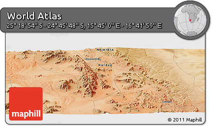 Satellite Panoramic Map of the Area around 25° 2' 21" S, 16° 13' 30" E