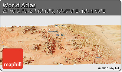 Satellite Panoramic Map of the Area around 25° 2' 21" S, 16° 13' 30" E