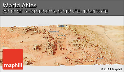 Satellite Panoramic Map of the Area around 25° 2' 21" S, 16° 13' 30" E