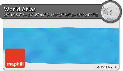 Physical Panoramic Map of the Area around 25° 2' 21" S, 170° 55' 30" E