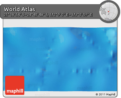 Physical 3D Map of the Area around 25° 2' 21" S, 172° 37' 30" E