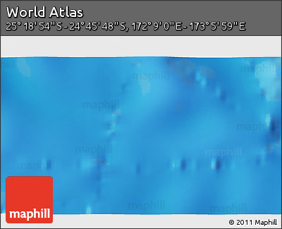Physical 3D Map of the Area around 25° 2' 21" S, 172° 37' 30" E