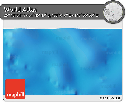 Shaded Relief 3D Map of the Area around 25° 2' 21" S, 173° 28' 29" E