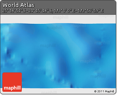Shaded Relief 3D Map of the Area around 25° 2' 21" S, 173° 28' 29" E