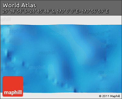 Shaded Relief 3D Map of the Area around 25° 2' 21" S, 173° 28' 29" E