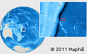 Shaded Relief Location Map of the area around 25° 2' 21" S, 174° 10' 30" W