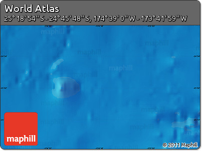 Shaded Relief Map of the Area around 25° 2' 21" S, 174° 10' 30" W