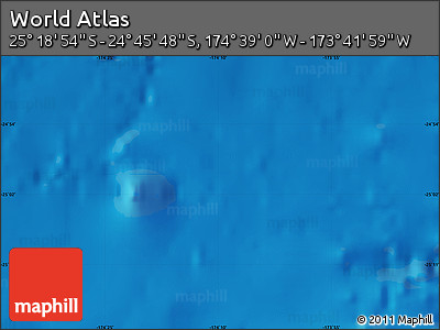 Shaded Relief Map of the Area around 25° 2' 21" S, 174° 10' 30" W